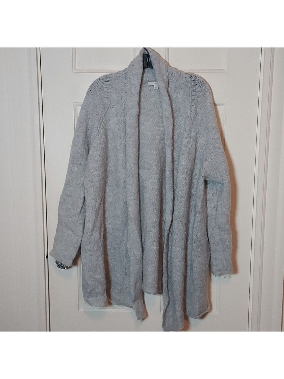 Joie Long Loose Knit Open Front Cardigan Sweater in Gray